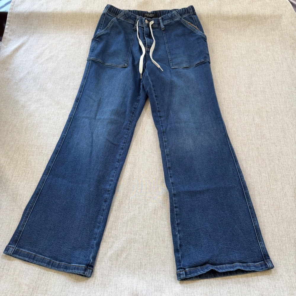 Judy Blue Wide Leg Drawstring Pull On Jeans Womens 13/31 Stretch Soft Comfort